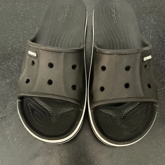 Crocs Bayaband Slides Men 12 Black Sandals Athletic Recovery Shower New