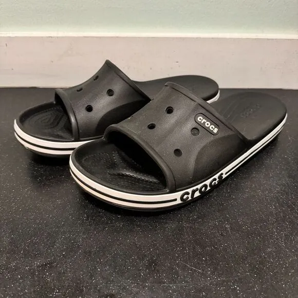 Crocs Bayaband Slides Men 12 Black Sandals Athletic Recovery Shower New