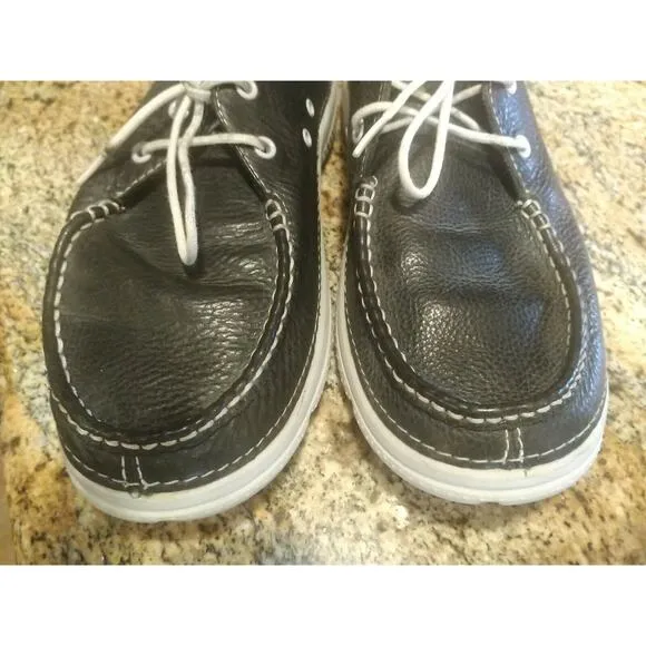 CROCS Cove Boat Shoes Loafers Size 10 Black Lace Up 11488