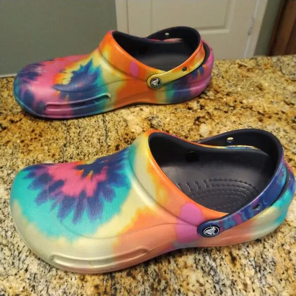 Crocs Mens 10 Women's 12 Unisex Rainbow Tye Dye Shoes Clogs