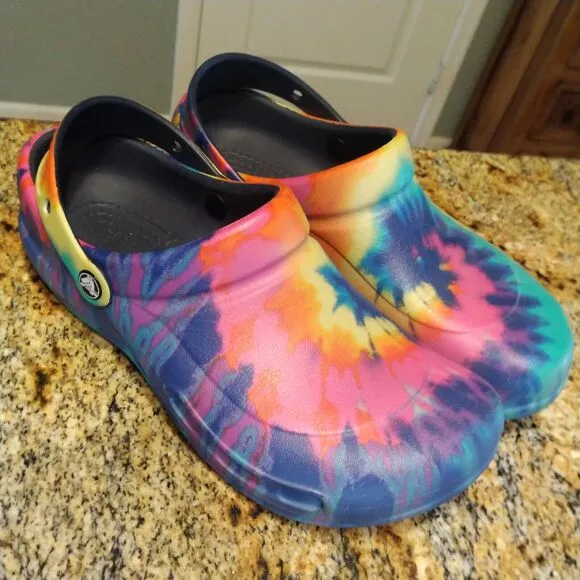 Crocs Mens 10 Women's 12 Unisex Rainbow Tye Dye Shoes Clogs