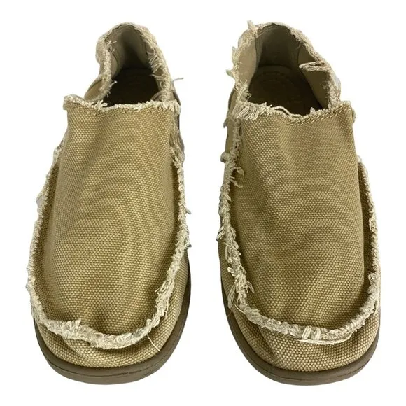 Crocs Santa Cruz Loafer Slip on Canvas Shoes Mens 8 Beige Excellent