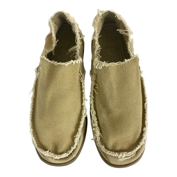 Crocs Santa Cruz Loafer Slip on Canvas Shoes Mens 8 Beige Excellent