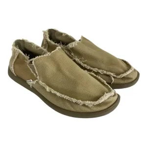 Crocs Santa Cruz Loafer Slip on Canvas Shoes Mens 8 Beige Excellent