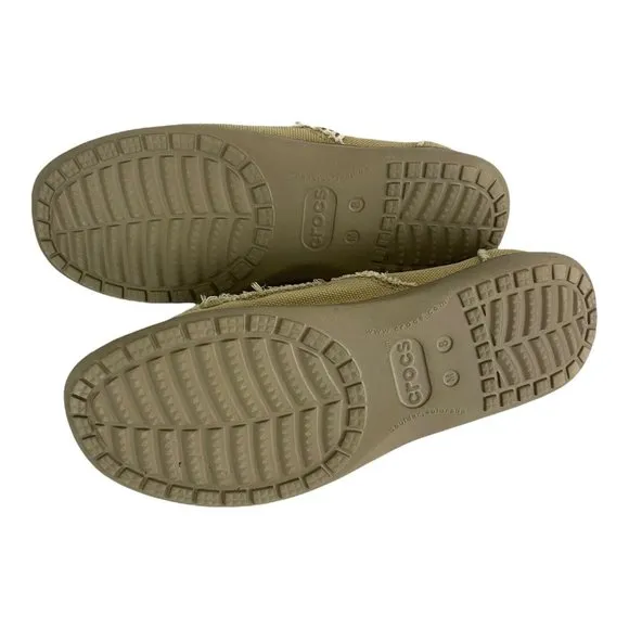 Crocs Santa Cruz Loafer Slip on Canvas Shoes Mens 8 Beige Excellent
