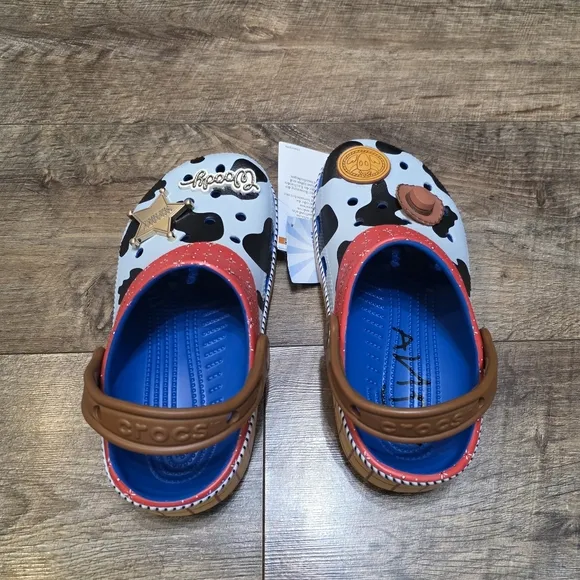 Crocs Toy Stoey Woody Themed Clogs - Red, Black, White Youth Boys J3
