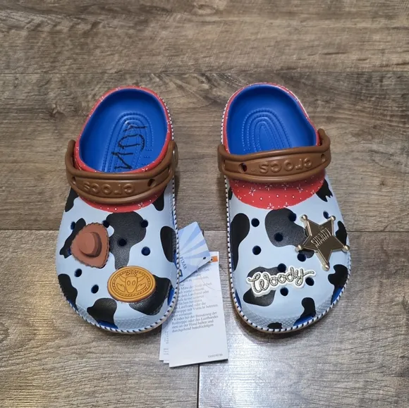 Crocs Toy Stoey Woody Themed Clogs - Red, Black, White Youth Boys J3