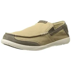 Crocs Walu Luxe 203473 Brown Canvas Slip On Loafer Casual Shoes Men's Size 9