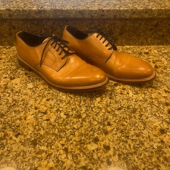 Crosby Square ‘Stevens’ Men’s Tan Leather Lace Ip Oxford Shoes Dress Casual 10