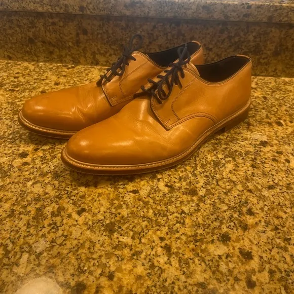Crosby Square ‘Stevens’ Men’s Tan Leather Lace Ip Oxford Shoes Dress Casual 10