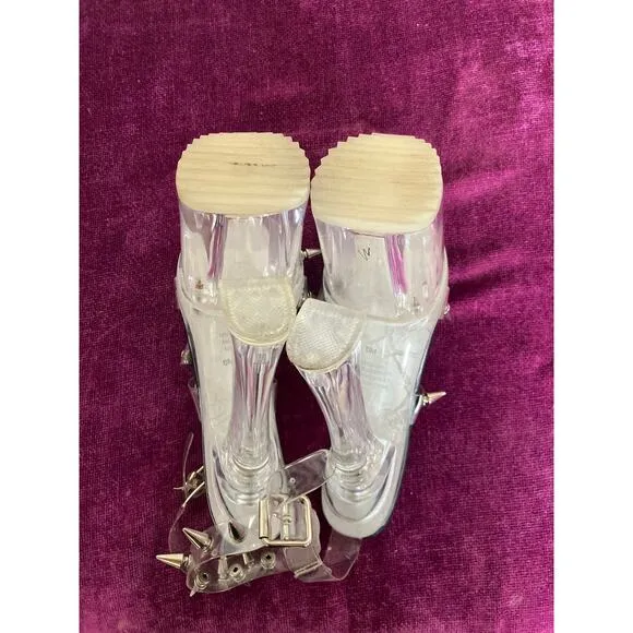 CURRENT MOOD Dolls Kill Devil in Heaven Clear Spike Studded Shoes 6 FLARE HEEL
