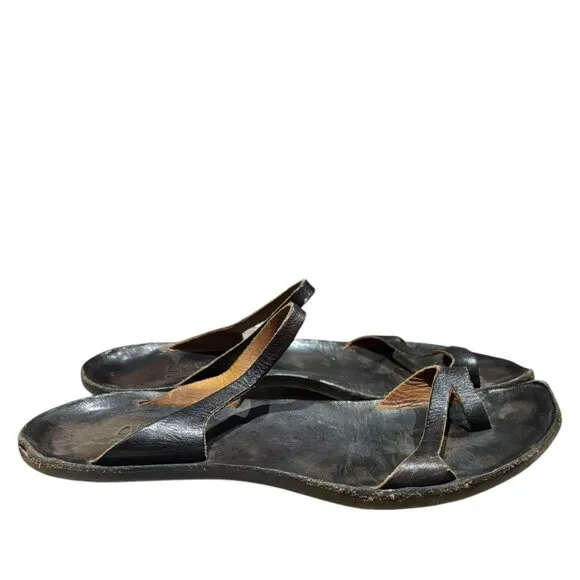 Cydwoq Key Dark Brown Leather Thong Sandals 39.5 Handmade USA Barefoot Slip On