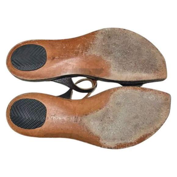 Cydwoq Key Dark Brown Leather Thong Sandals 39.5 Handmade USA Barefoot Slip On