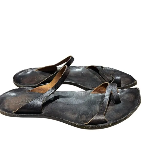 Cydwoq Key Dark Brown Leather Thong Sandals 39.5 Handmade USA Barefoot Slip On