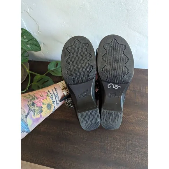 Dankso Sissy Black Pebble Print Slingback Heeled Sandals - Size 39