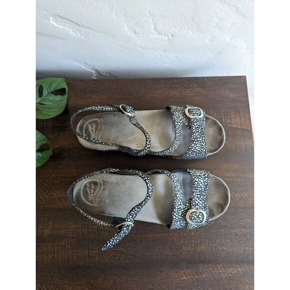 Dankso Sissy Black Pebble Print Slingback Heeled Sandals - Size 39