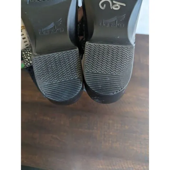 Dankso Sissy Black Pebble Print Slingback Heeled Sandals - Size 39