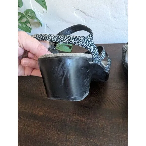 Dankso Sissy Black Pebble Print Slingback Heeled Sandals - Size 39