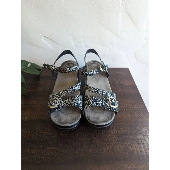 Dankso Sissy Black Pebble Print Slingback Heeled Sandals - Size 39