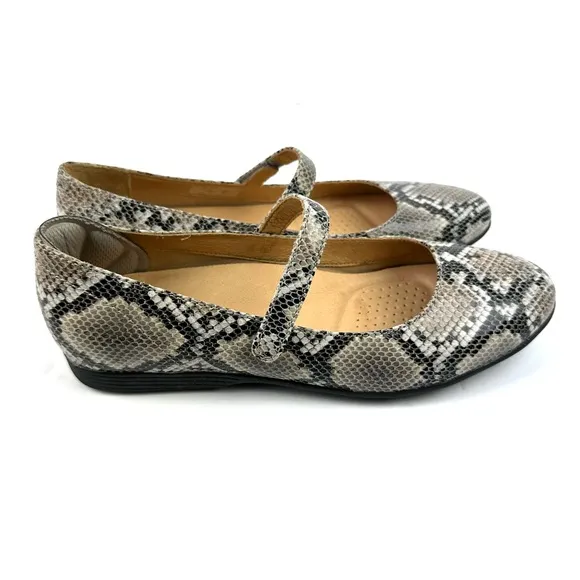 Dansko Lilly Mary Jane Shoes 37 Snakeskin Leather Comfort Flats Womens