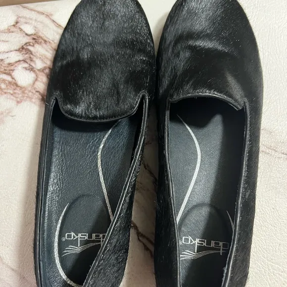 Dansko Oksana Loafers Womens 38 US 7.5 8 Black Calf Hair Shoes