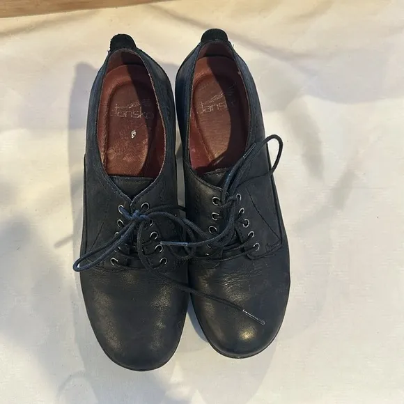 Dansko Pennie Leather Weatherproof Heels Size EU 36 Booties shoes Black EUC