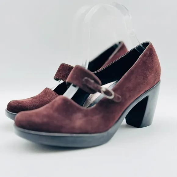 Dansko Shoes Womens 37 6.5 7 Brown Suede Mary Janes Comfort Heels Casual