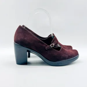 Dansko Shoes Womens 37 6.5 7 Brown Suede Mary Janes Comfort Heels Casual