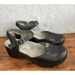Dansko Shoes Womens 40 US 9.5 Sam Mary Jane Soft Full Grain Heels Black Leather