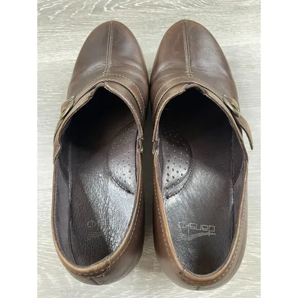 Dansko Tamara 4800-020200 Women's 11.5 Brown Burnished Grain Leather Clog Shoes