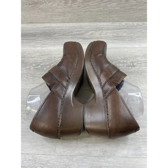 Dansko Tamara 4800-020200 Women's 11.5 Brown Burnished Grain Leather Clog Shoes