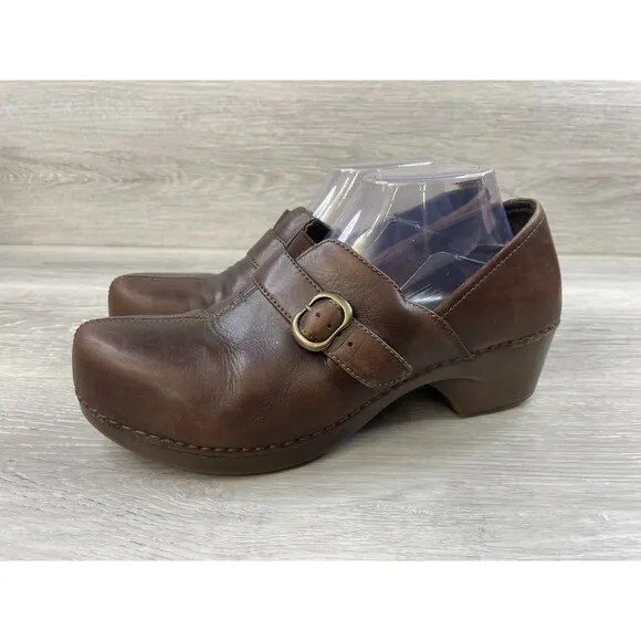 Dansko Tamara 4800-020200 Women's 11.5 Brown Burnished Grain Leather Clog Shoes