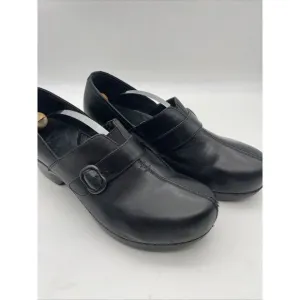 Dansko Tamara Black Leather Clogs‎ Shoes Buckle &amp;Hook EU 42 US Size 11.5-12