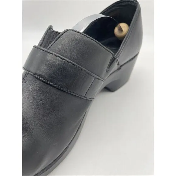 Dansko Tamara Black Leather Clogs‎ Shoes Buckle &amp;Hook EU 42 US Size 11.5-12
