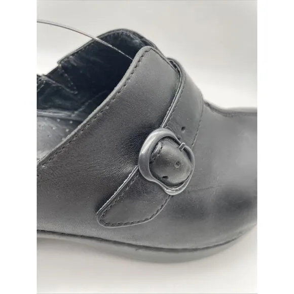 Dansko Tamara Black Leather Clogs‎ Shoes Buckle &amp;Hook EU 42 US Size 11.5-12