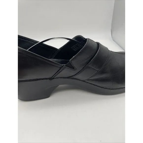 Dansko Tamara Black Leather Clogs‎ Shoes Buckle &amp;Hook EU 42 US Size 11.5-12