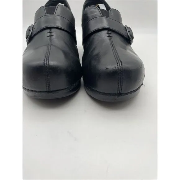 Dansko Tamara Black Leather Clogs‎ Shoes Buckle &amp;Hook EU 42 US Size 11.5-12
