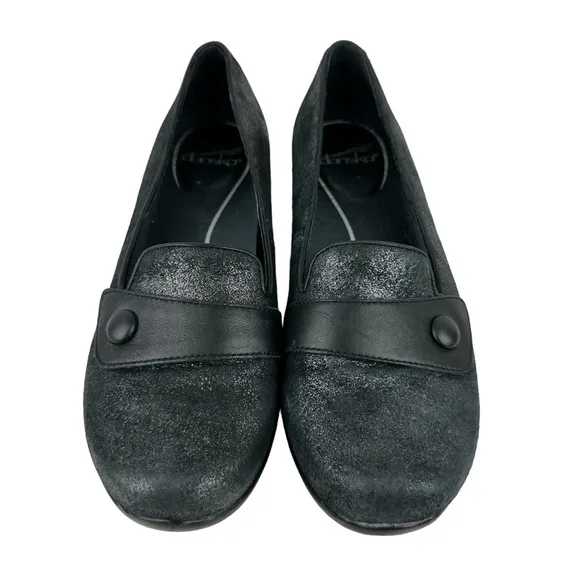 Dansko Women's Loafer Olena Black Metallic Slip On Comfort Shoes Sz 40 US 9