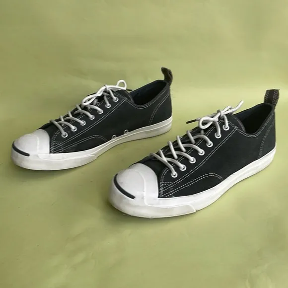 Dark gray Converse Jack Purcell leather sneakers