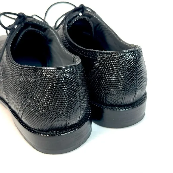 David X Genuine Lizard and Ostrich Men's Dress Shoes Black Size 9.5
