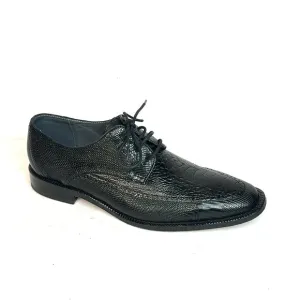 David X Genuine Lizard and Ostrich Men's Dress Shoes Black Size 9.5