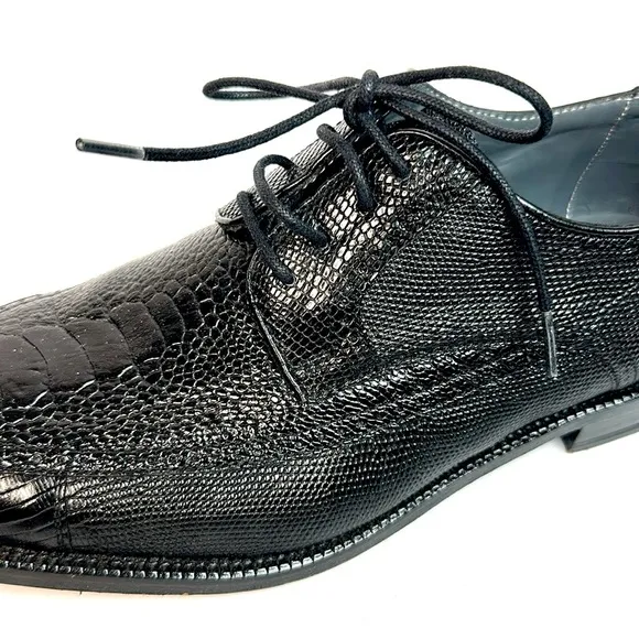 David X Genuine Lizard and Ostrich Men's Dress Shoes Black Size 9.5