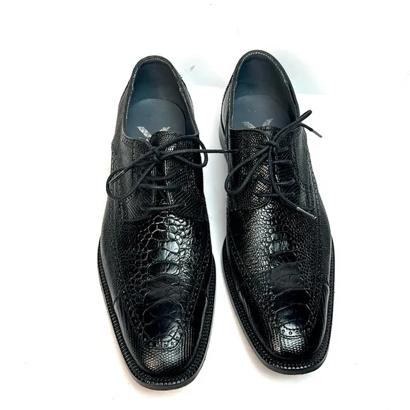 David X Genuine Lizard and Ostrich Men's Dress Shoes Black Size 9.5