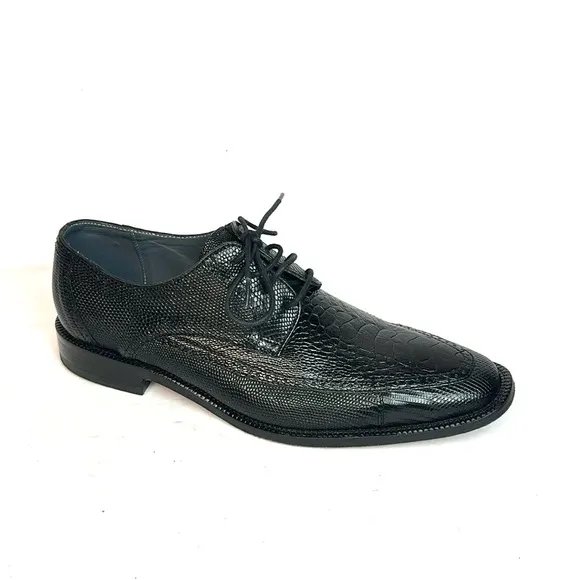 David X Genuine Lizard and Ostrich Men's Dress Shoes Black Size 9.5