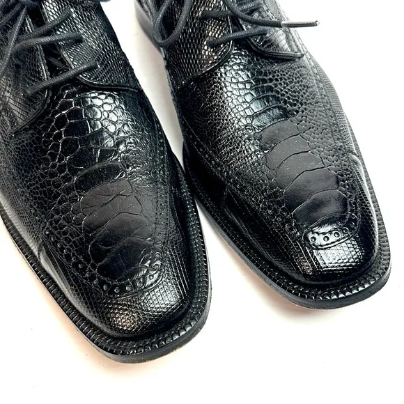 David X Genuine Lizard and Ostrich Men's Dress Shoes Black Size 9.5