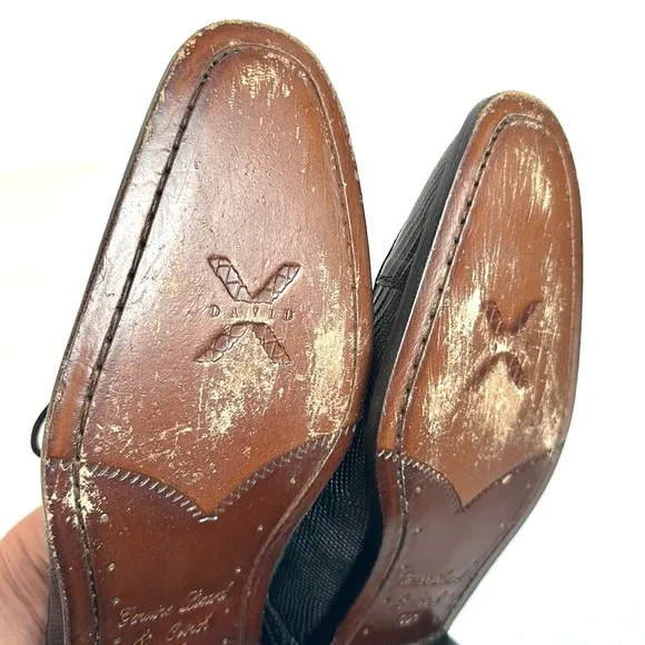 David X Genuine Lizard and Ostrich Men's Dress Shoes Black Size 9.5