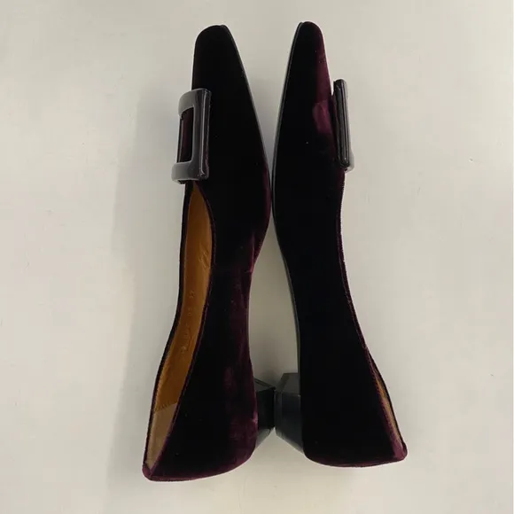 Diane B. || Paris Buckle Shoes Velvet Flats Burgundy 39