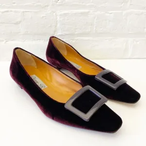 Diane B. || Paris Buckle Shoes Velvet Flats Burgundy 39