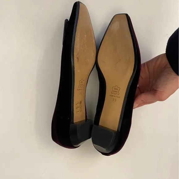 Diane B. || Paris Buckle Shoes Velvet Flats Burgundy 39