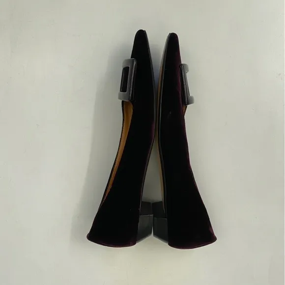 Diane B. || Paris Buckle Shoes Velvet Flats Burgundy 39